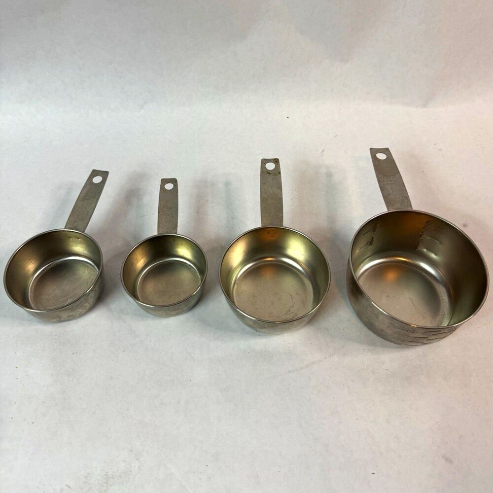 Foley Metal Measuring Cup Set 4pc Silver w/ Handles 1, 1/2, 1/3, 1/4 Cup